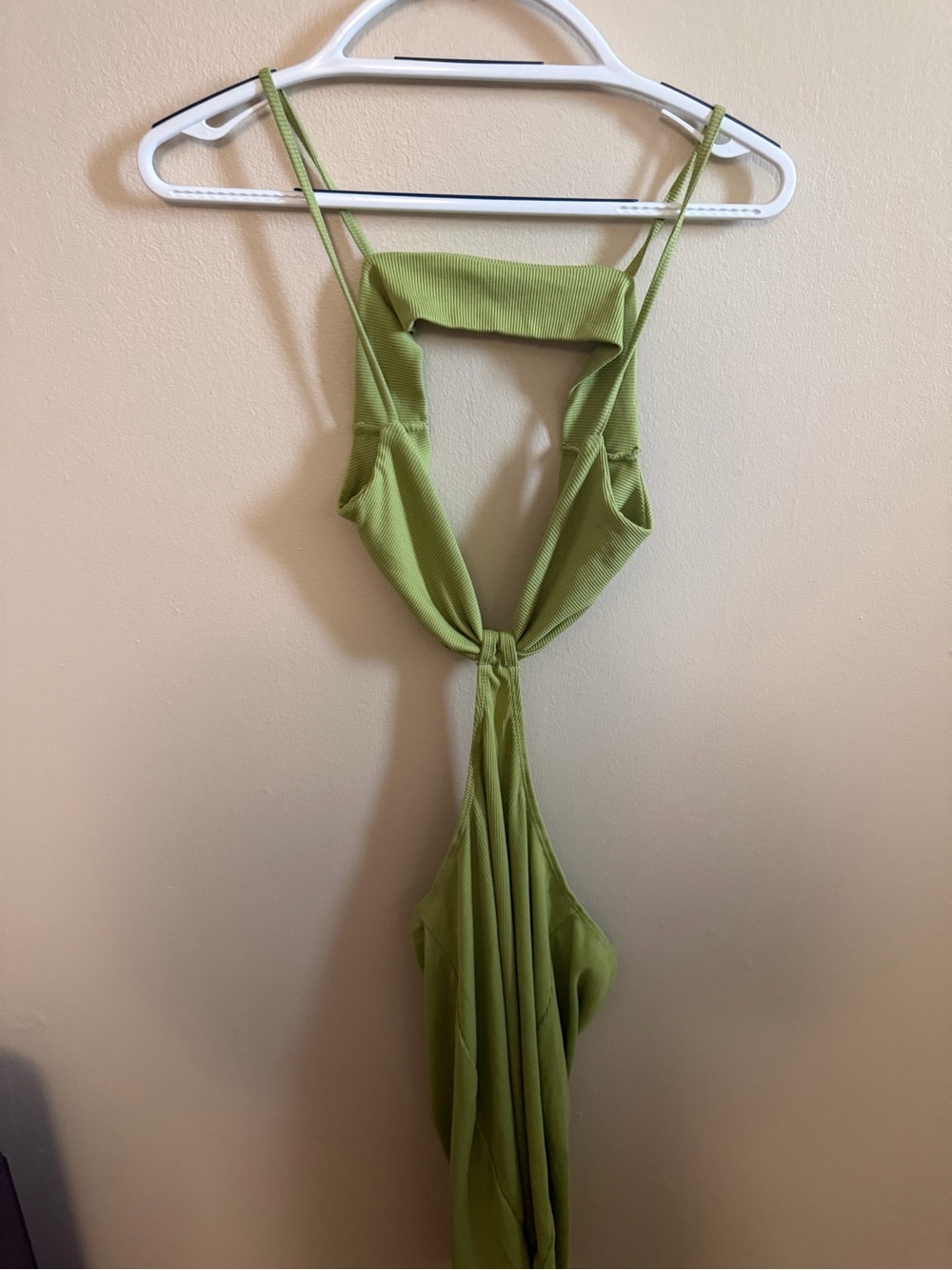 Green Tie-Front Halter Jumpsuit